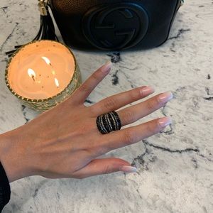 Beautiful black and crystal ring